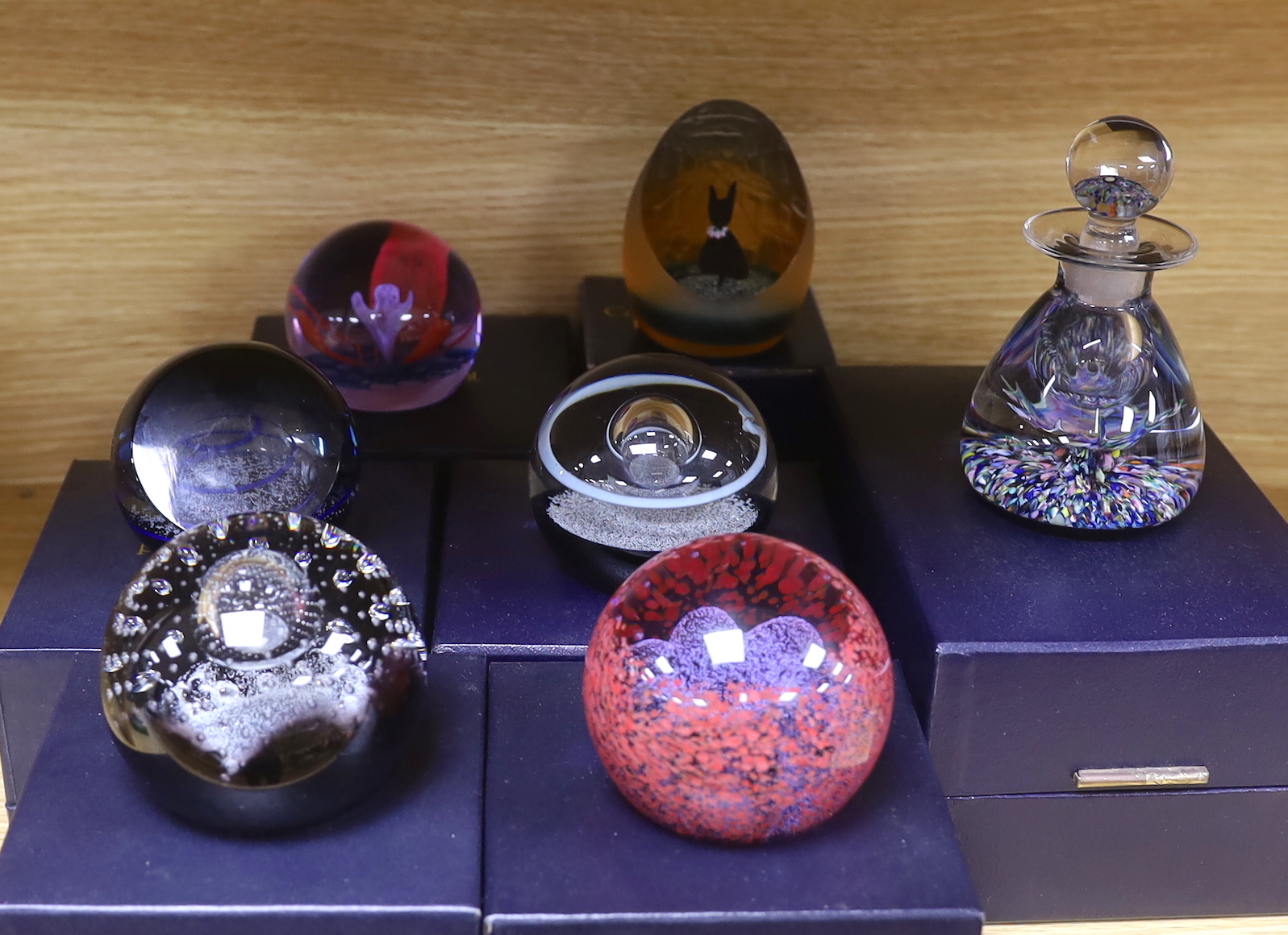 Seven Caithness paperweights, boxed, some limited edition